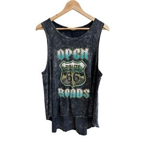 Standard Peoples Project Black Open Roads Route 66 High Low Tank Womens Size L
